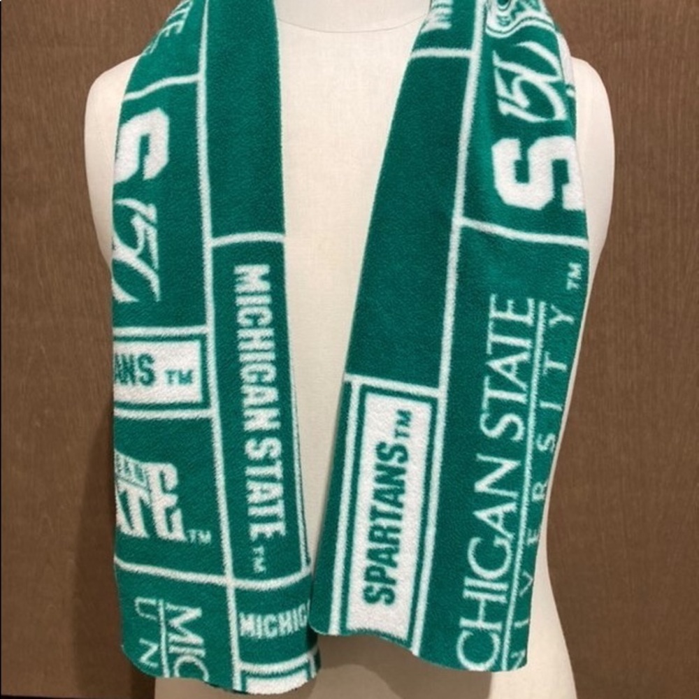Vintage Michigan State Spartans Knit Scarf USA MSU 1970s